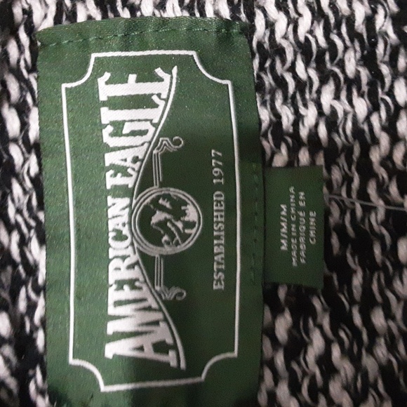 American eagle outfitters cardigan mens M cable knit collared grey fair isle Y2K - Picture 4 of 9